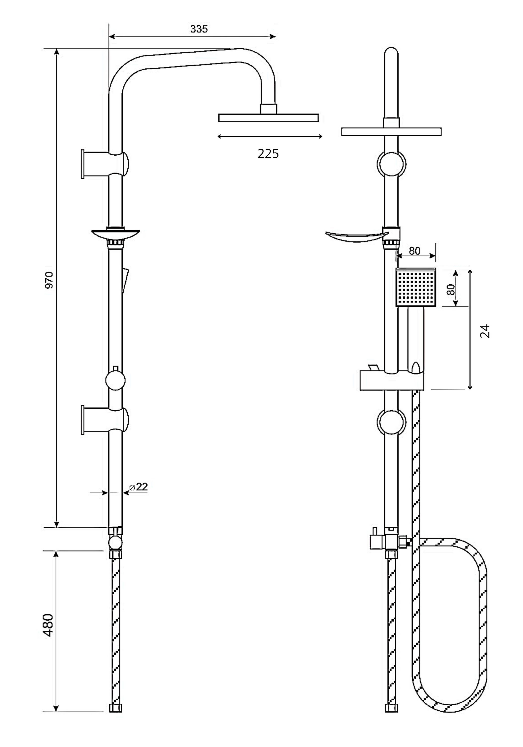 Faizee Möbel Duschsystem Regendusche Schwarz RUND Set Dusch Set inkl. Verstellbar Duschsäule