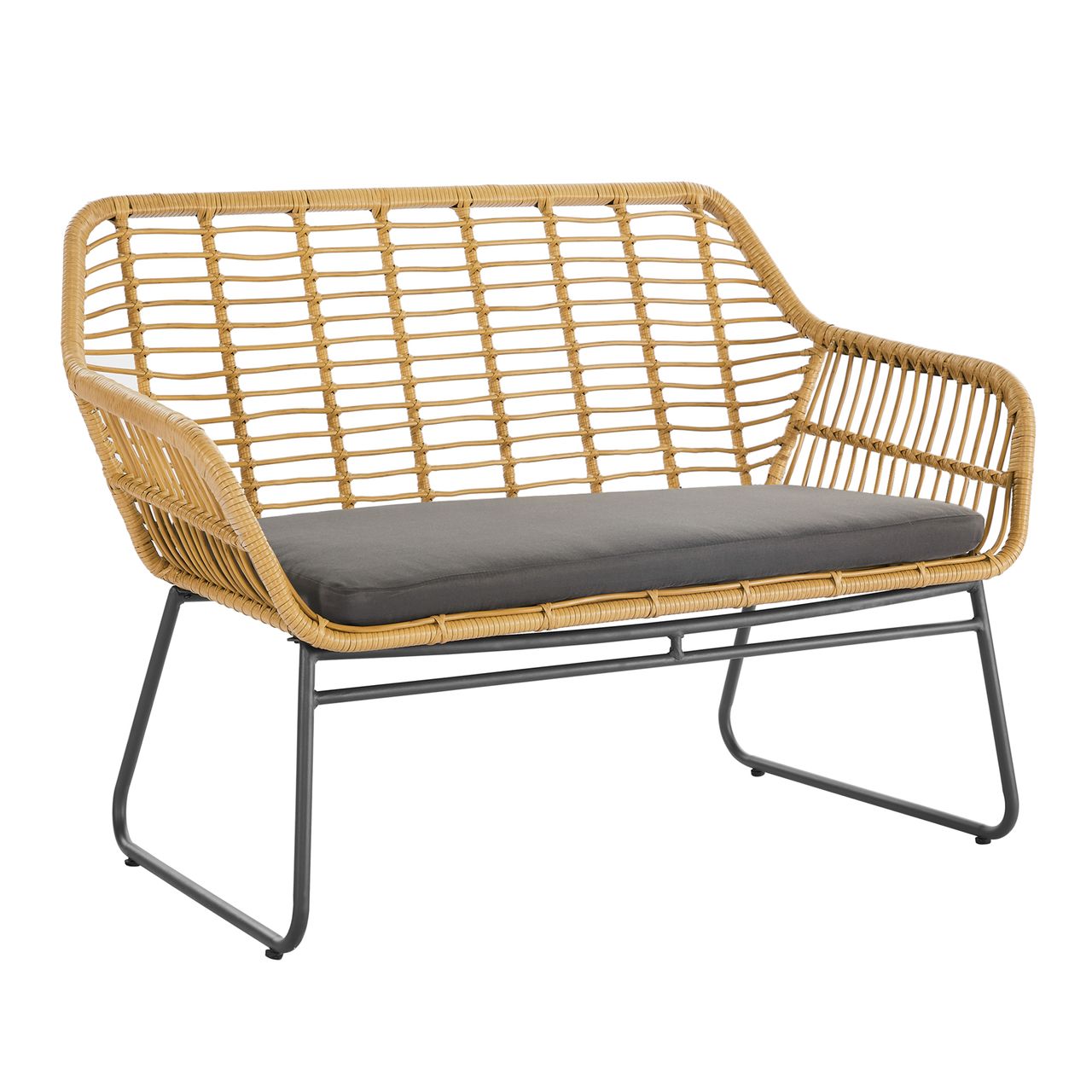 Happy Home Happy Home Lounge-Set 4tlg. HGS45-GRA helles Rattan mit Sitzkissen in grau