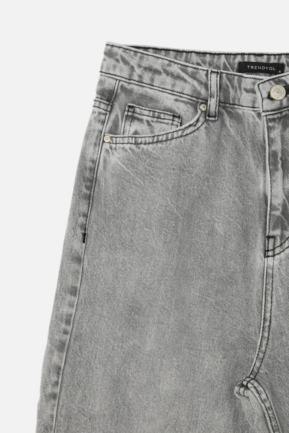 Trendyol Collection  Graue Jeans mit hoher Taille und weitem Bein TWOSS22JE0288
