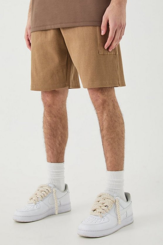 Lockere gerippte Cargo-Shorts