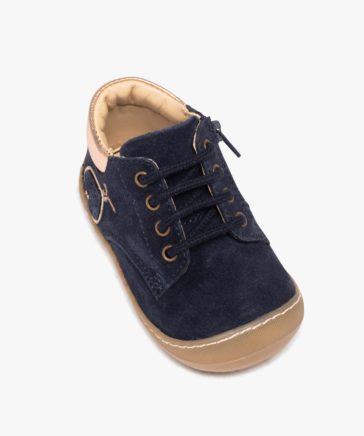 Chaussures premiers pas bébé fille en cuir uni suédé ave... marine | GEMO