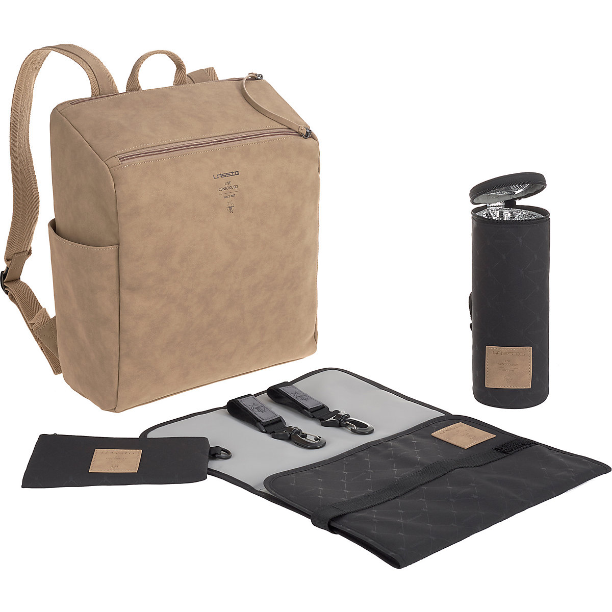Wickelrucksack Tender vegan camel, inkl. Zubehör & Wickelunterlage