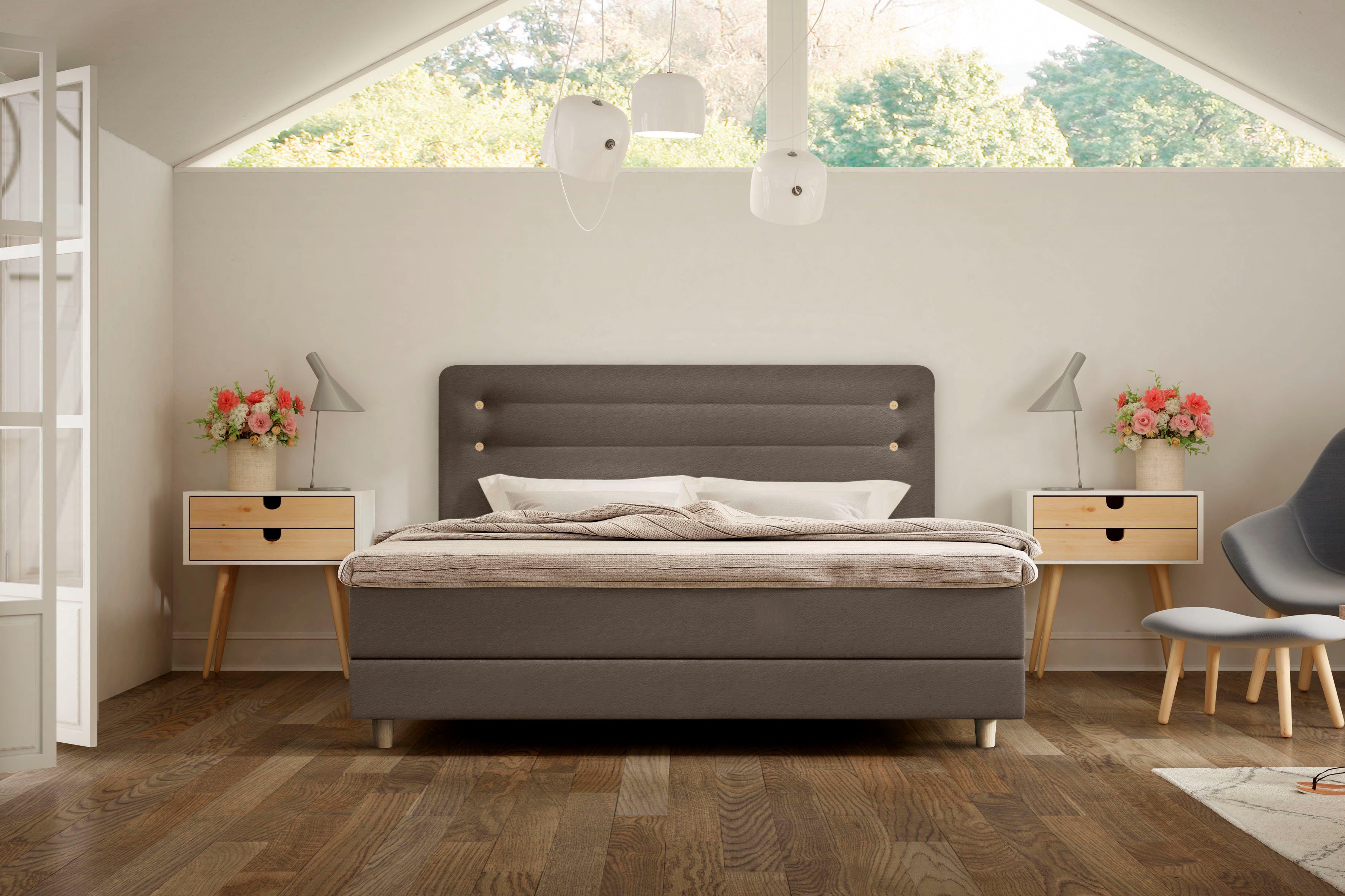Schlaraffia Boxspringbett Fidelio, inkl. BULTEX® Topper, Holzfuß in Eiche