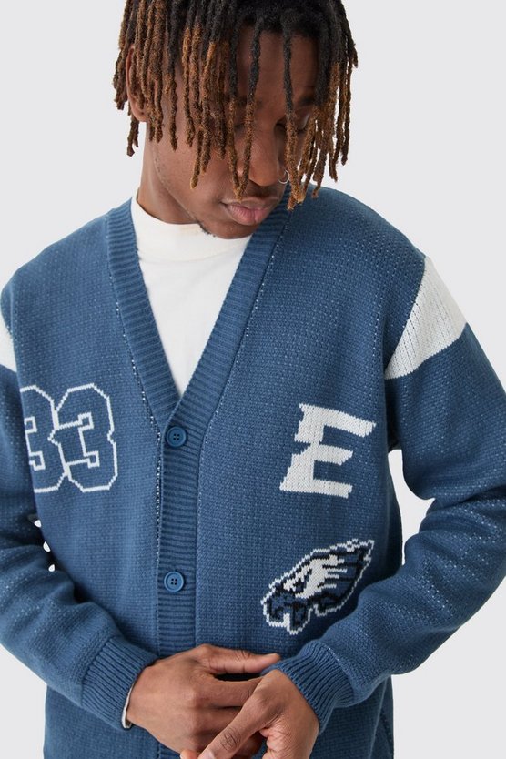 Oversize Cardigan mit lizenziertem Nfl Eagles Print