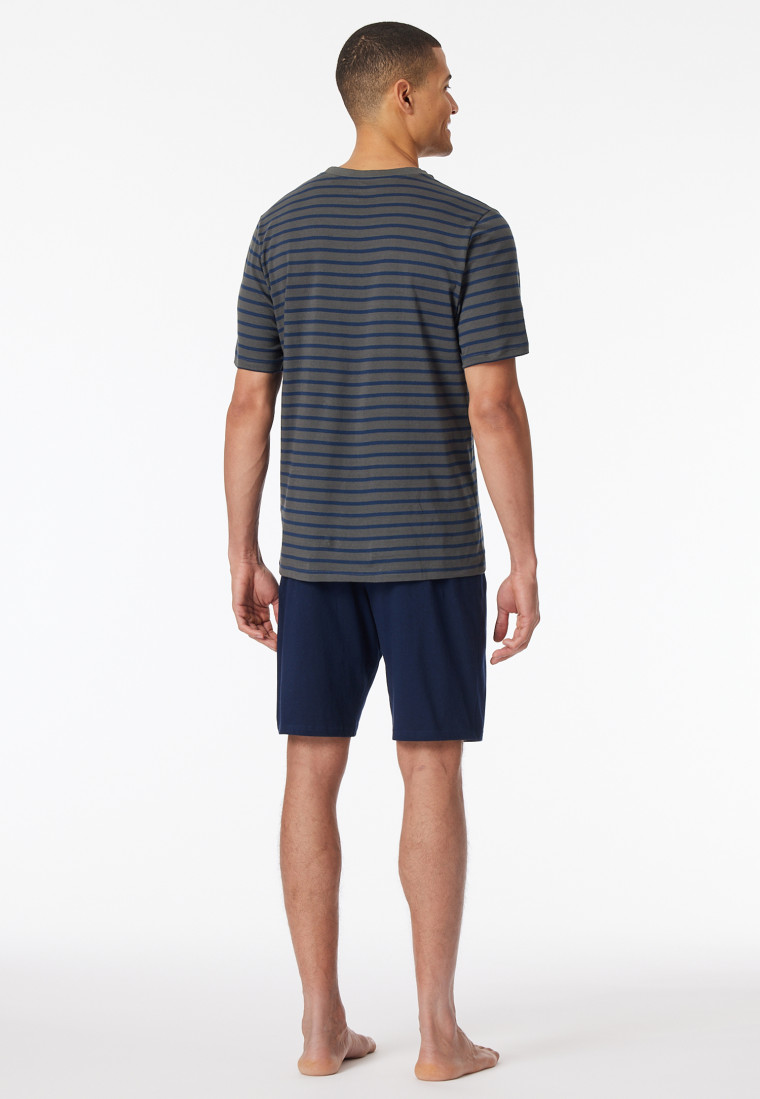 Schlafanzug kurz Streifen anthrazit - Casual Essentials