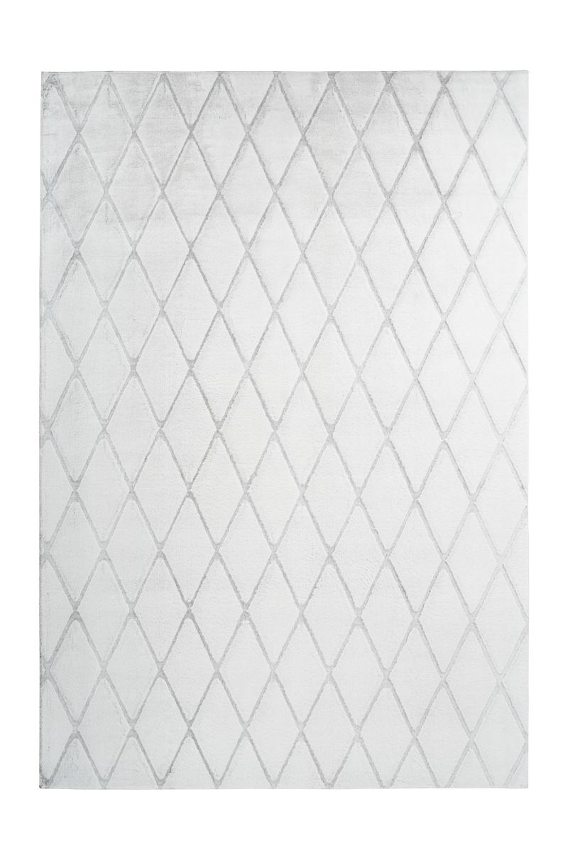 megusta 3D-Hochflorteppich Weiß / Graublau 80cm x 250cm