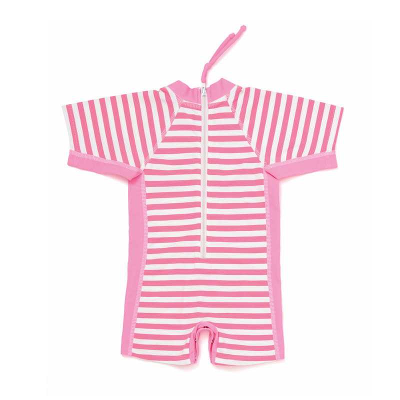 Combinaison anti-UV rayée rose 6 mois