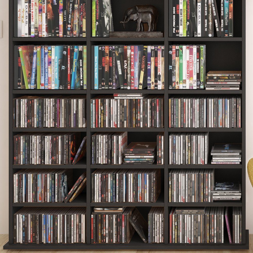 Vicco CD-Regal Medienregal CD DVD Bluray Regal Standregal JUKEBOX Schwarz