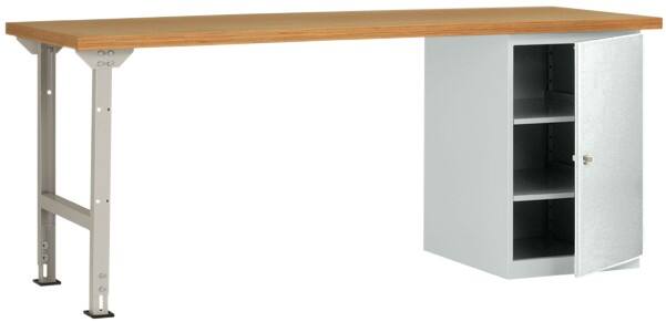 Manuflex Werkbanksystem Combi Modell 8 Multiplex, Stahl  Lichtgrau 2.000 x 700 x 840 mm