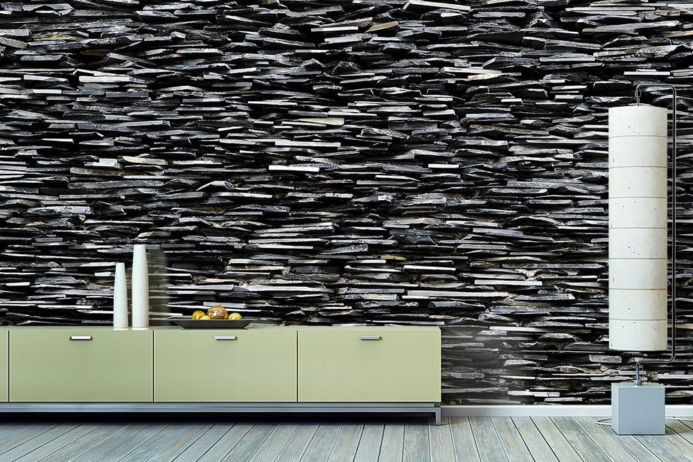 WandbilderXXL Fototapete Black-White Stones, glatt, Steinoptik, Vliestapete, hochwertiger Digitaldruck, in verschiedenen Größen