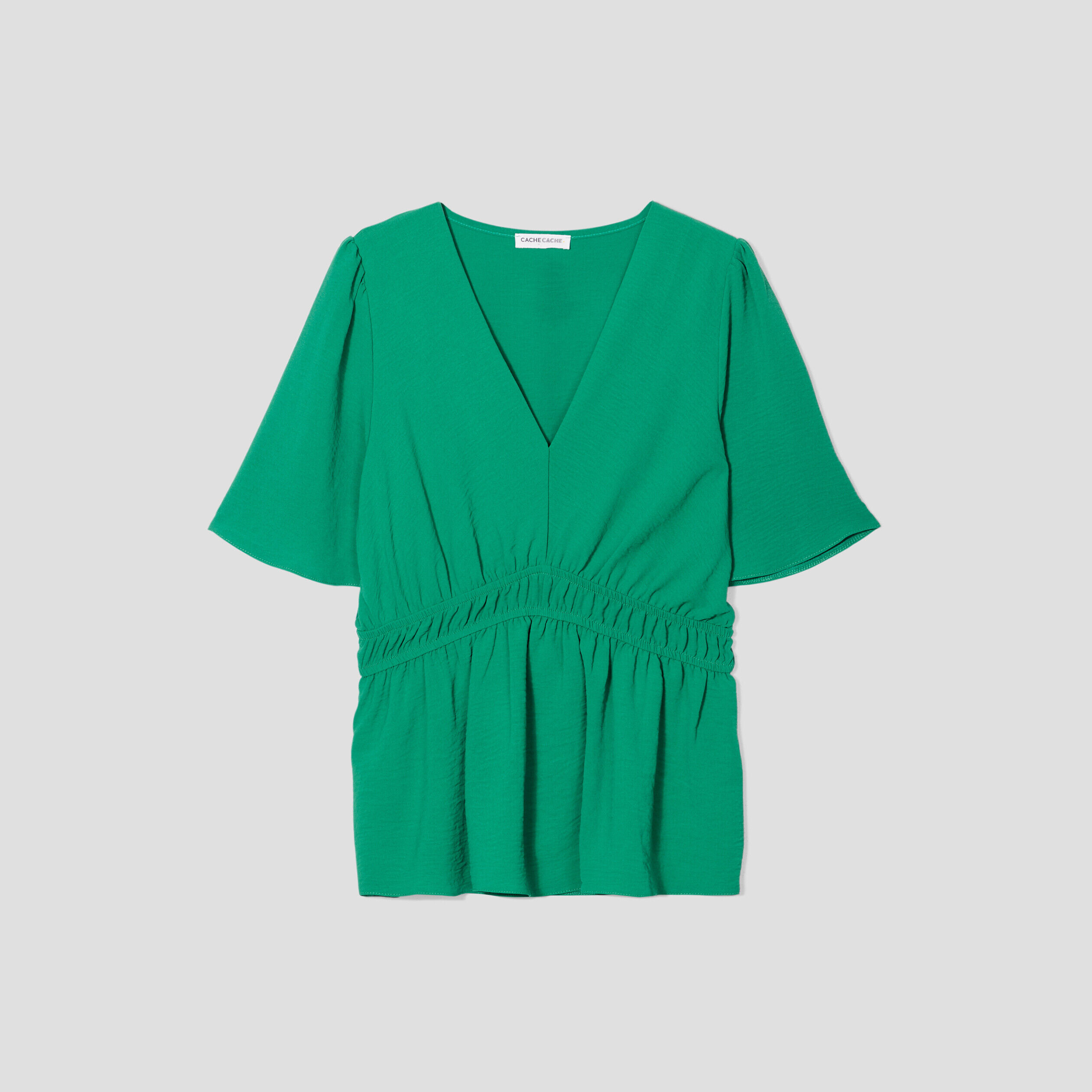 Blouse manches courtes vert femme | Cache Cache