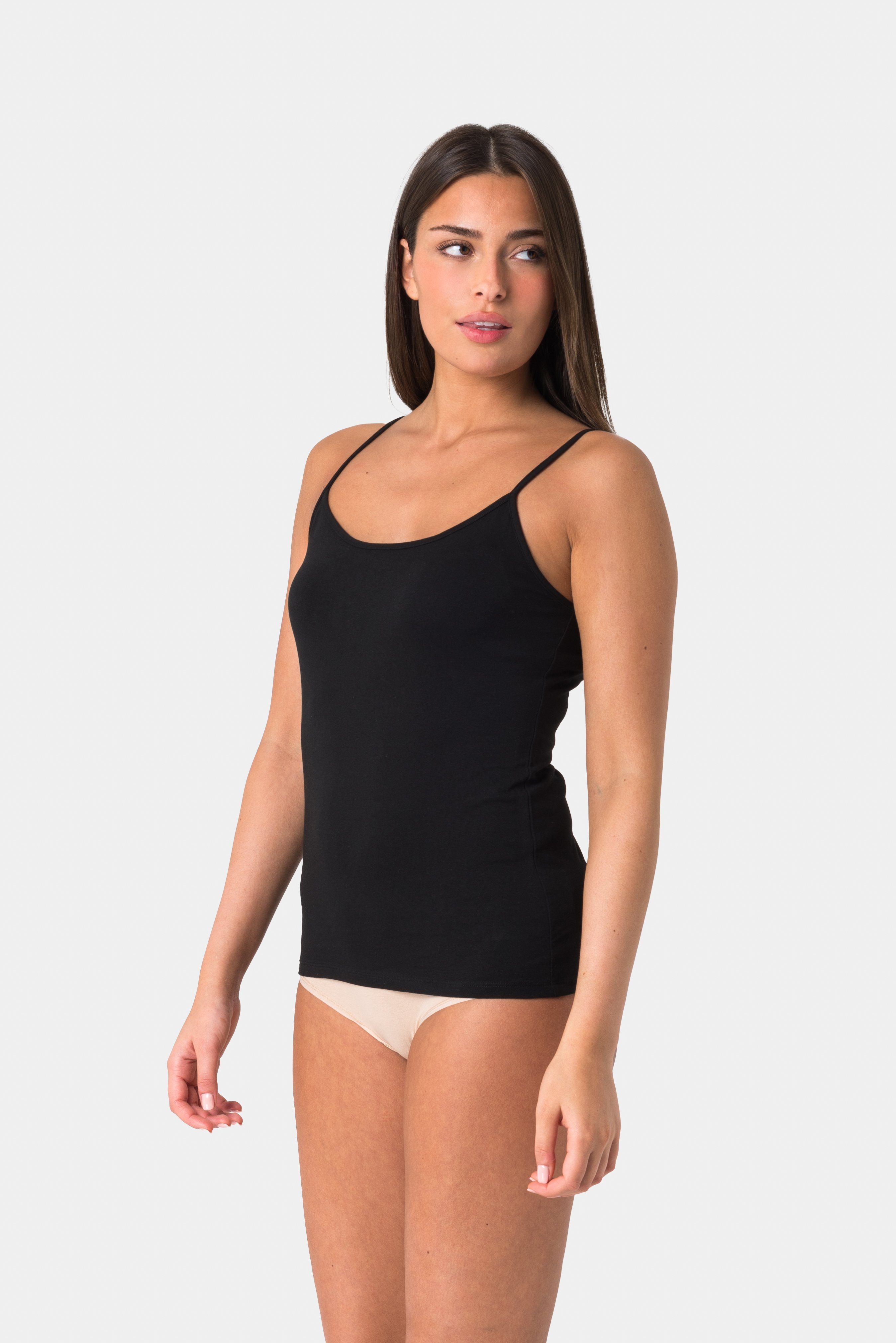 Elsie Unterhemd Damen Spaghetti Top (Packung, 3-St., 3er-Pack) Tank Top mit Verstellbarem Träger aus 95% Baumwolle Stretch Tanktop
