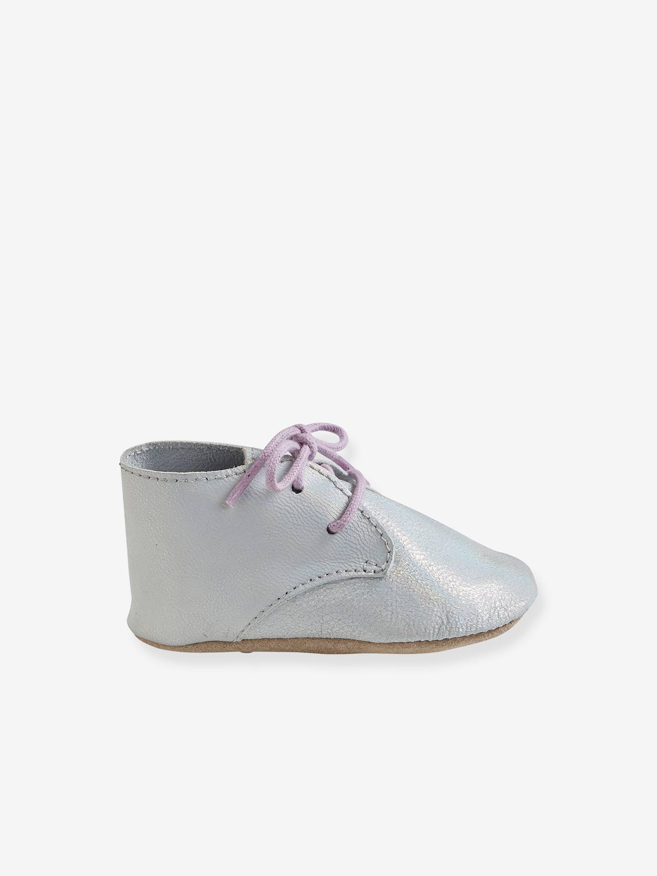 Chaussons de parc cuir souple bébé fille light gold