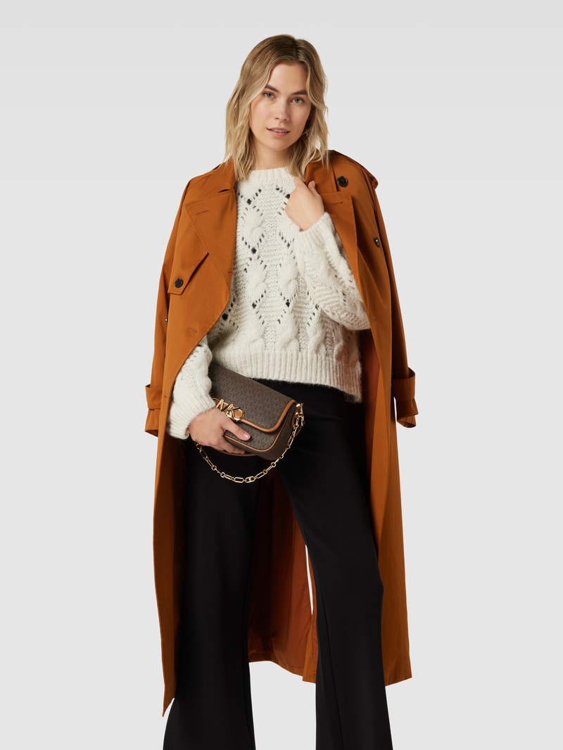 Handtasche mit Allover-Label-Print Modell 'PARKER' in mittelbraun