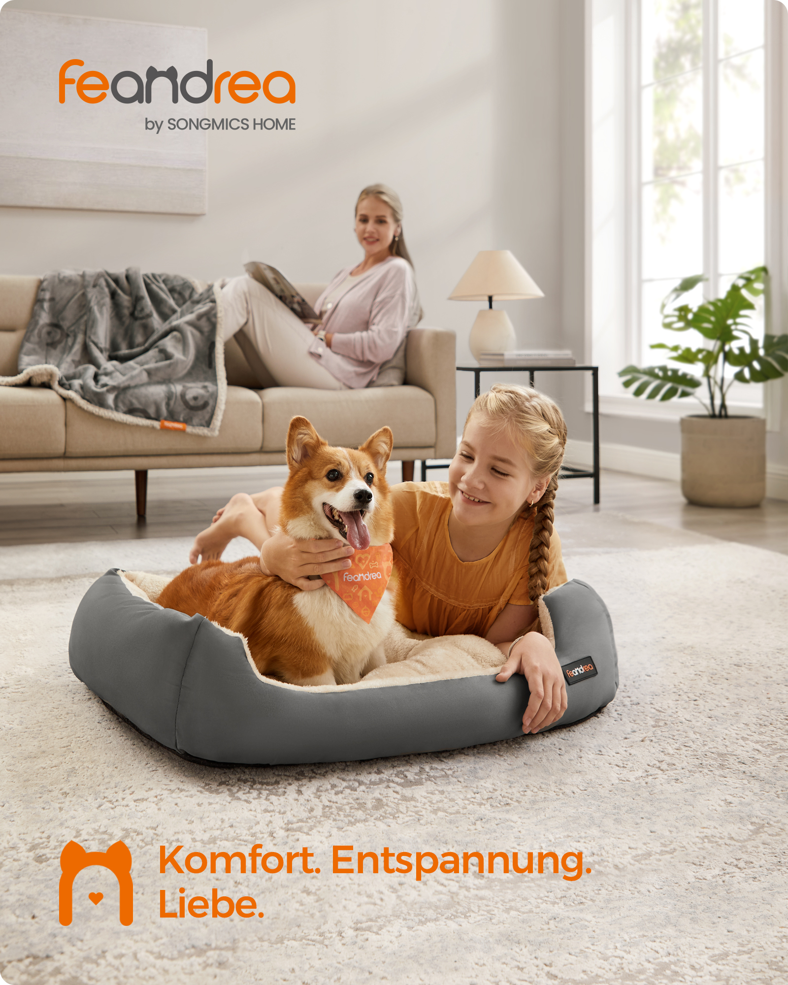 FEANDREA Hundebetten FEANDREA L-XL Hundebett, mit Wendekissen XL