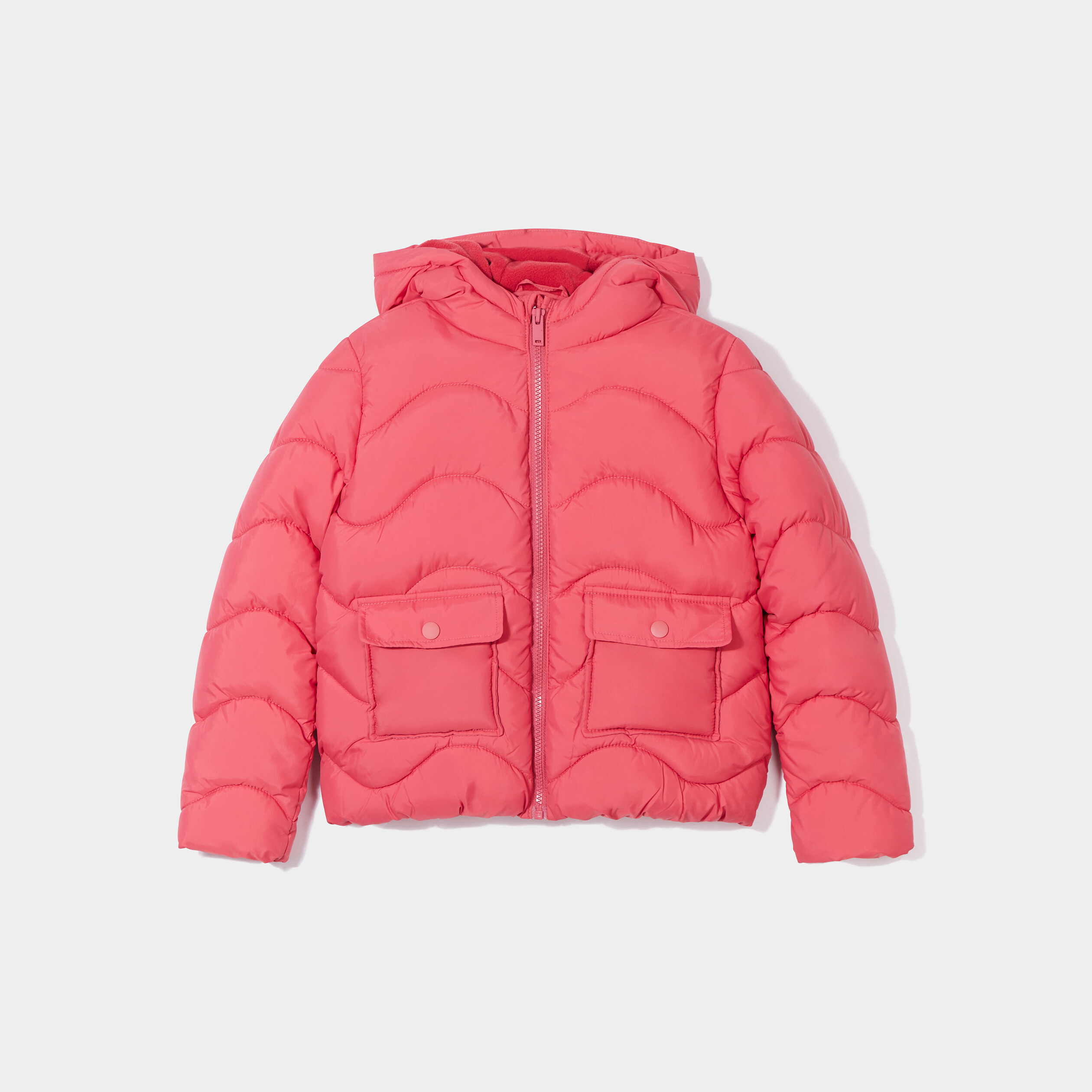 Doudoune doublée à capuche rose framboise fille | La Halle