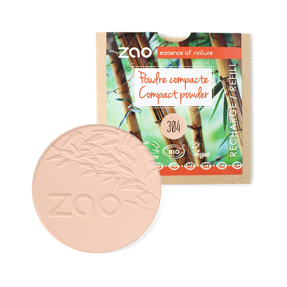 zao essence of nature Recharge Poudre compacte 304 CappuccinoZAO Poudre compacte Certifiée Bio, Formule 100% naturelle, Vegan et Rechargeable