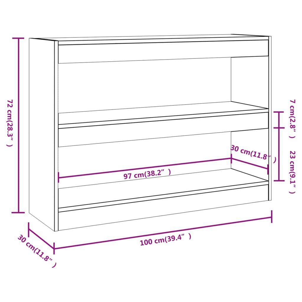 vidaXL Bücherregal Bücherregal/Raumteiler Grau Sonoma 100×30×72 cm, 1-tlg.