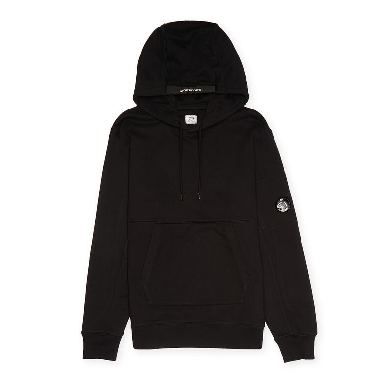 C. P. Company Diagonal Raised Fleece Pullover Hoodie Black