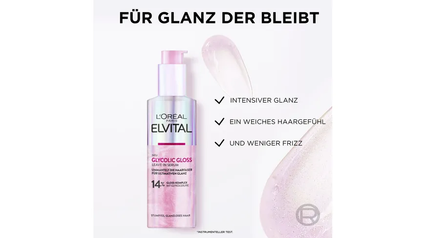 L'Oréal Paris Elvital Glycolic Gloss Leave-In Serum - Versiegelt das Haar für ultimativen Glanz 150 ml