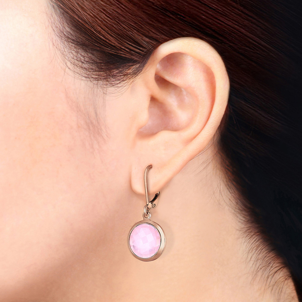 Elli Elli Boucles d'Oreilles Rosenquarz Basic Klassisch Silber rosé vergoldet Boucles d'oreilles