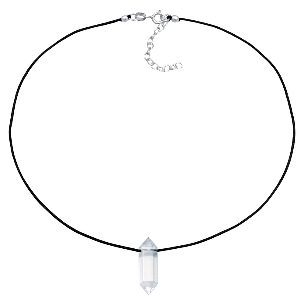 Elli PREMIUM Elli PREMIUM Collier Femmes Choker pendentif en nylon noir avec pointe de cristal collier