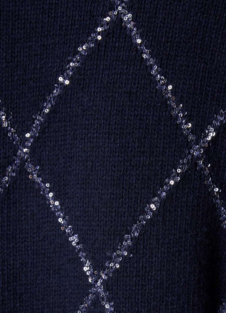 Cardigan Maje in pregiata maglia di misto lana con paillettes e tasche applicate.