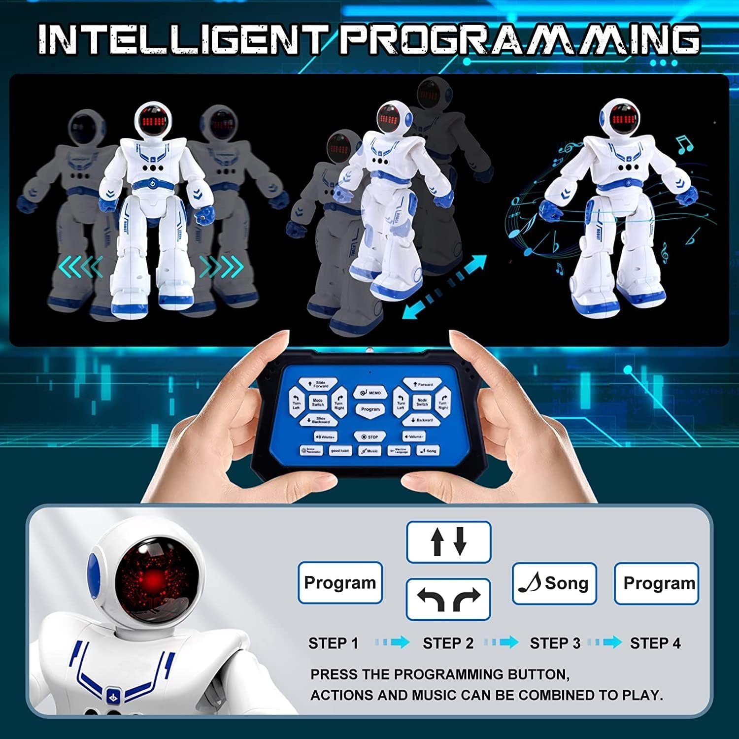 autolock Lernroboter Ferngesteuert Roboter Spielzeug für Kinder,Intelligent Programmier, RC Roboter mit Gestensteuerung/Walk Lernen Spielzeug Geschenk