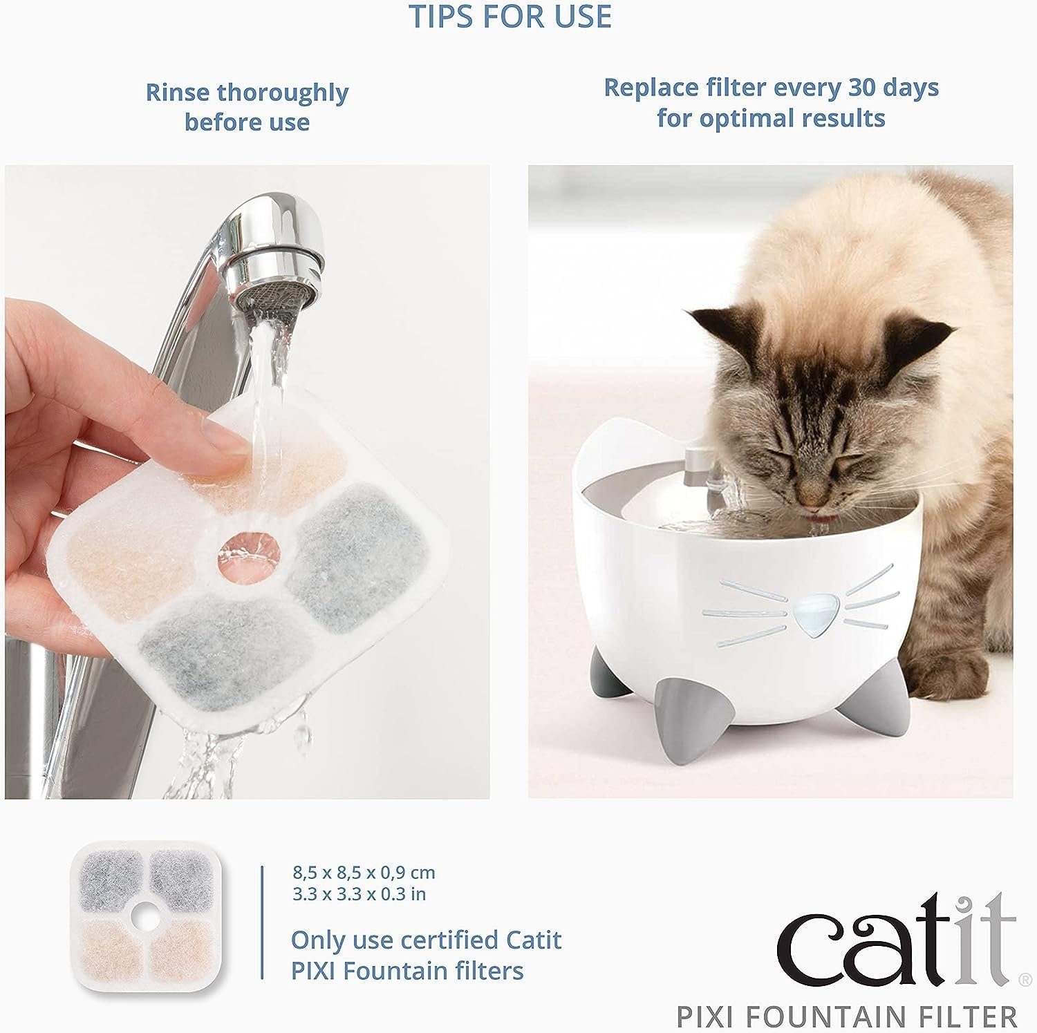 Catit Trinkbrunnen Ersatzfilter für die Catit Pixi Trinbrunnen, 6er Pack