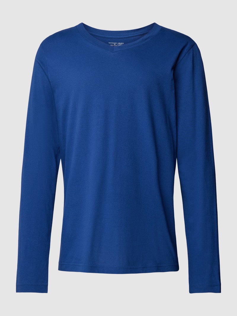 Longsleeve mit V-Ausschnitt Modell 'Mix+Relax' in royalblau