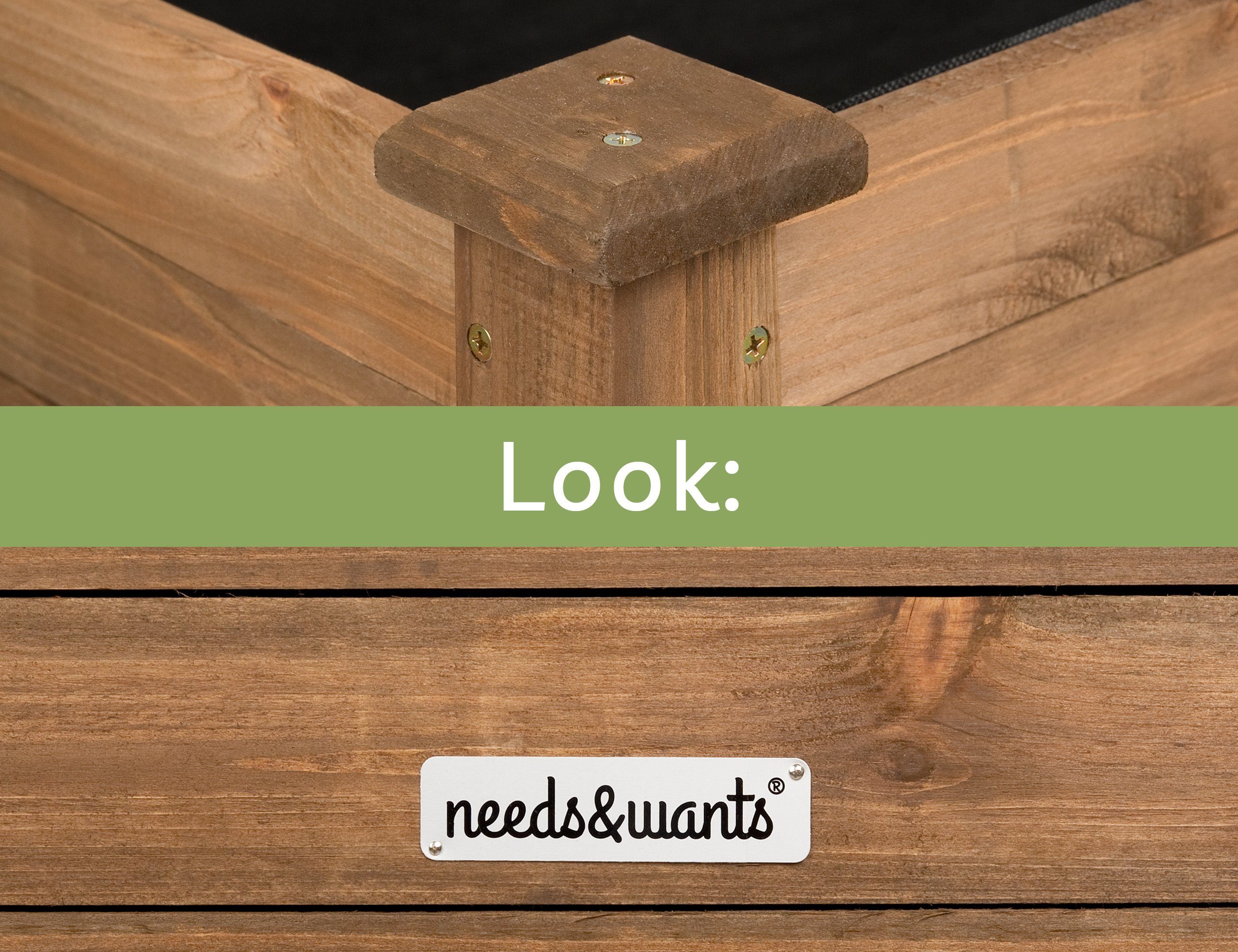 needs&wants® Hochbeet aus Holz für Garten Balkon Terrasse groß, Pflanzkasten Bausatz XL rechteckig schmal mit Vlies-Folie, Kräuterbeet Pflanzenkasten deko, 125 x 64 x 75 cm, dunkel-braun