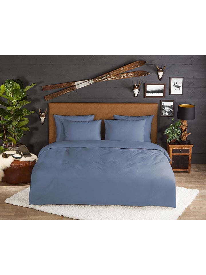 Good Morning Flanell-Bettwäsche-Set in Blau günstig kaufen