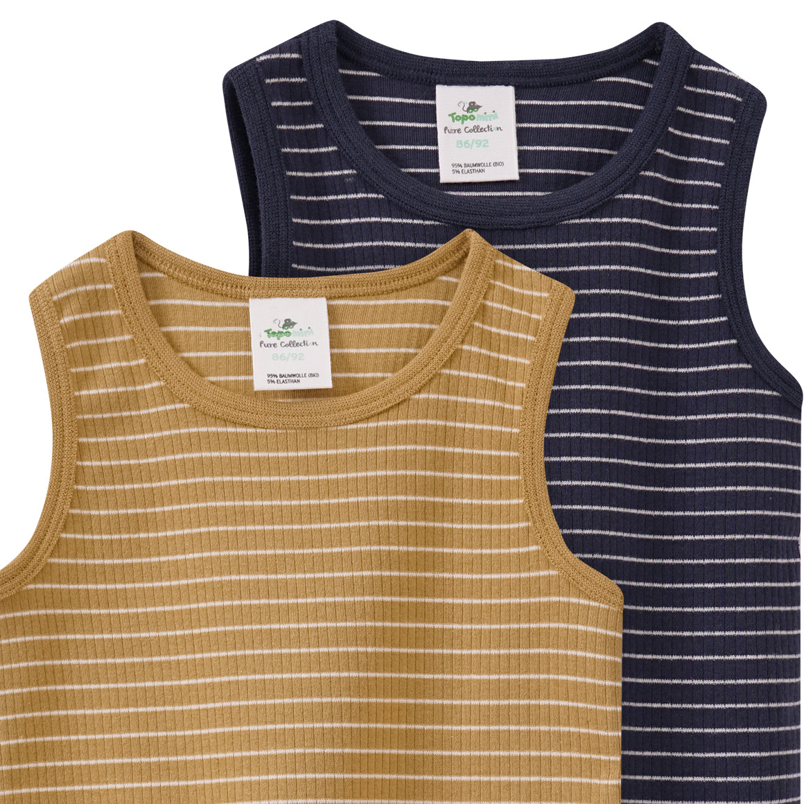 2 Baby Unterhemden mit Rippstruktur
