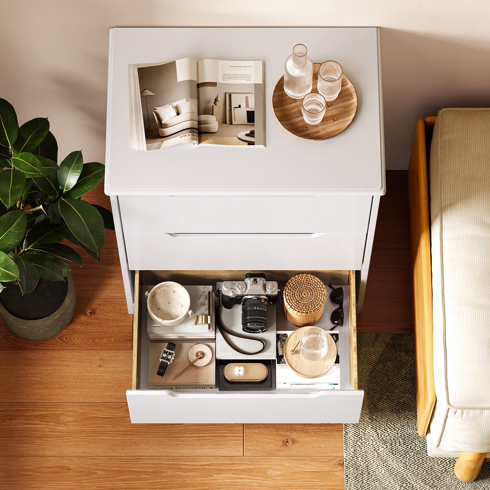 Bealife Schubkastenkommode Kommode, Schlafzimmer Flur, Schrank, Sideboard, Weiß