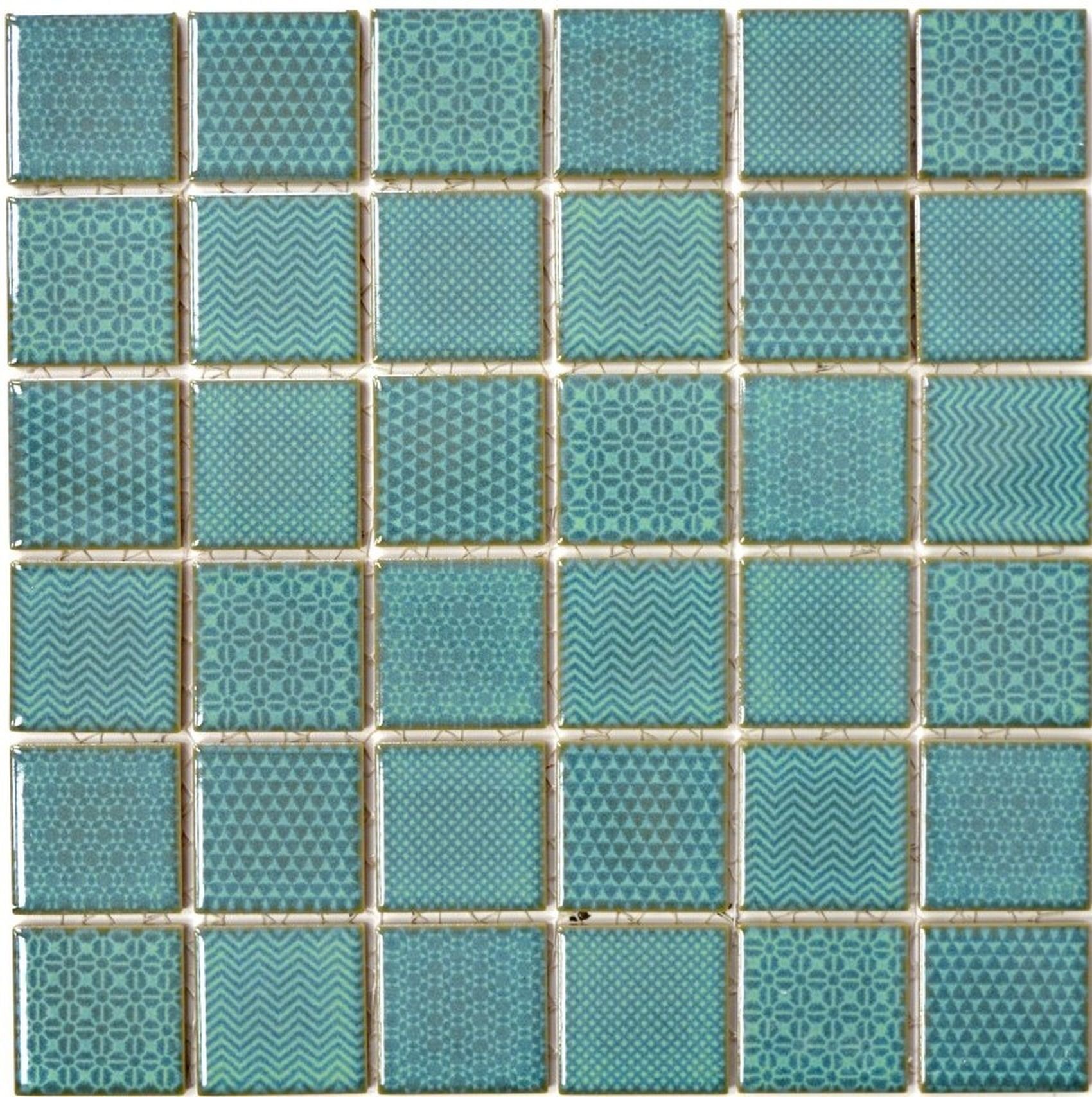 Mosani Mosaikfliesen Keramik Mosaik Fliese türkis grün BAD Pool Fliesenspiegel Küche