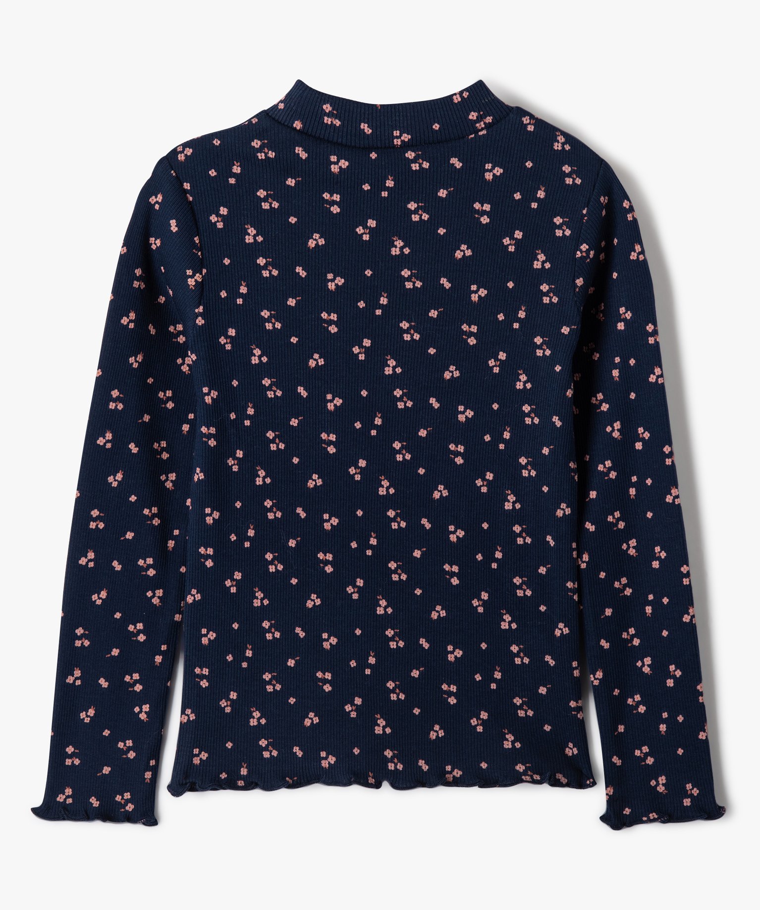 Tee-shirt ctelé à manches longues fille marine | GEMO