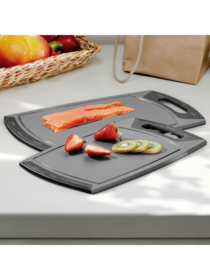 Stoneline Schneidebrett 36x22 und 42x25 cm Set 2-teilig in Schwarz günstig kaufen onesize