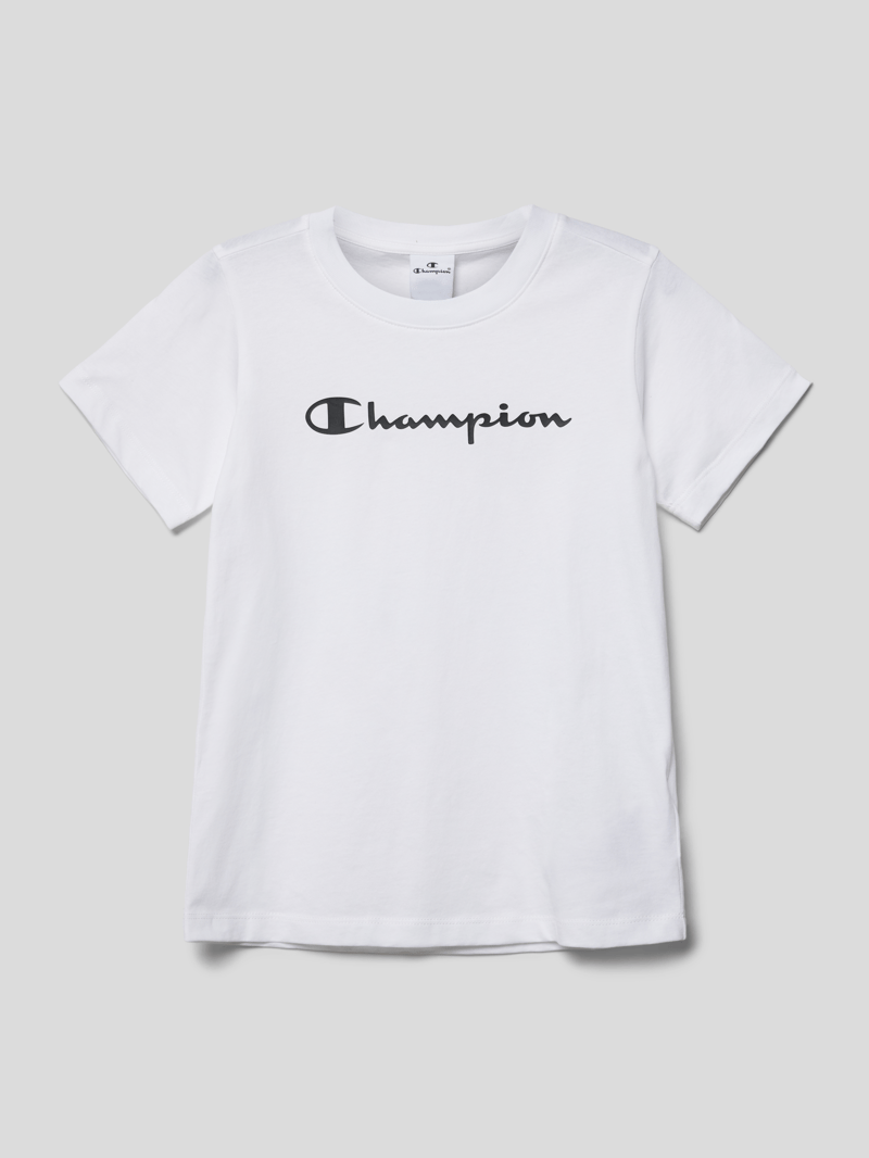 T-Shirt mit Label-Print in weiß