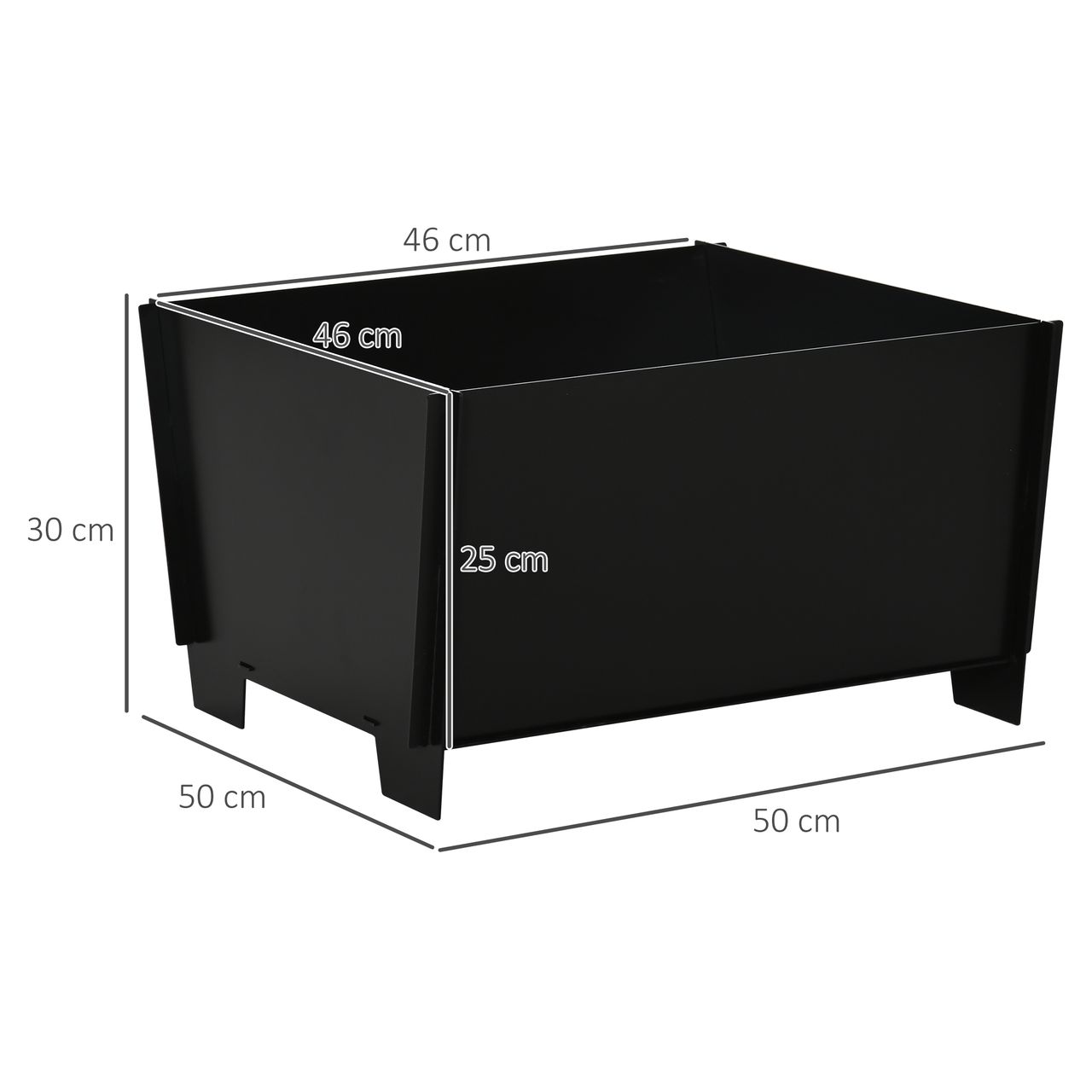 Outsunny Feuerschale demontierbar steckbar Feuerkorb Feuerstelle für Garten Camping BBQ Stahl Schwarz 50 x 50 x 30 cm