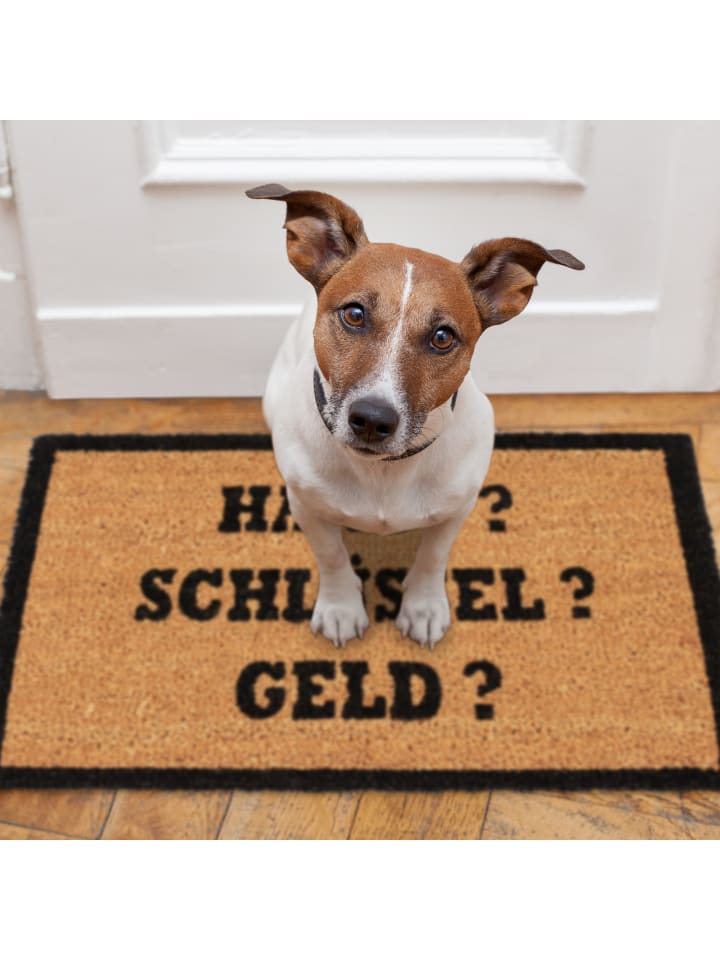 relaxdays Fußmatte Handy? Schlüssel? Geld? in Natur/Schwarz - 40 x 60 cm günstig kaufen onesize