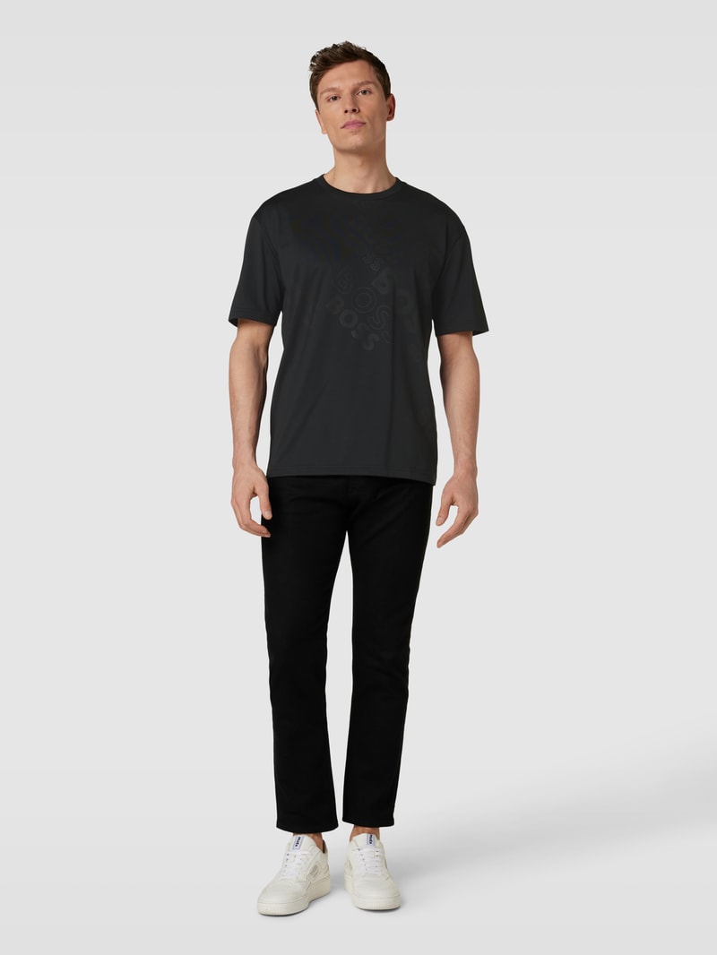 T-Shirt mit Label-Print in schwarz
