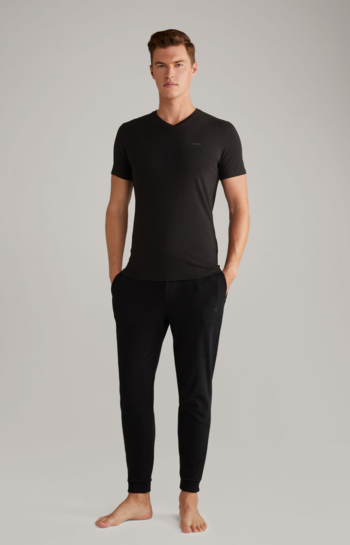 2er-Pack Feiner Stretch T-Shirts in Schwarz