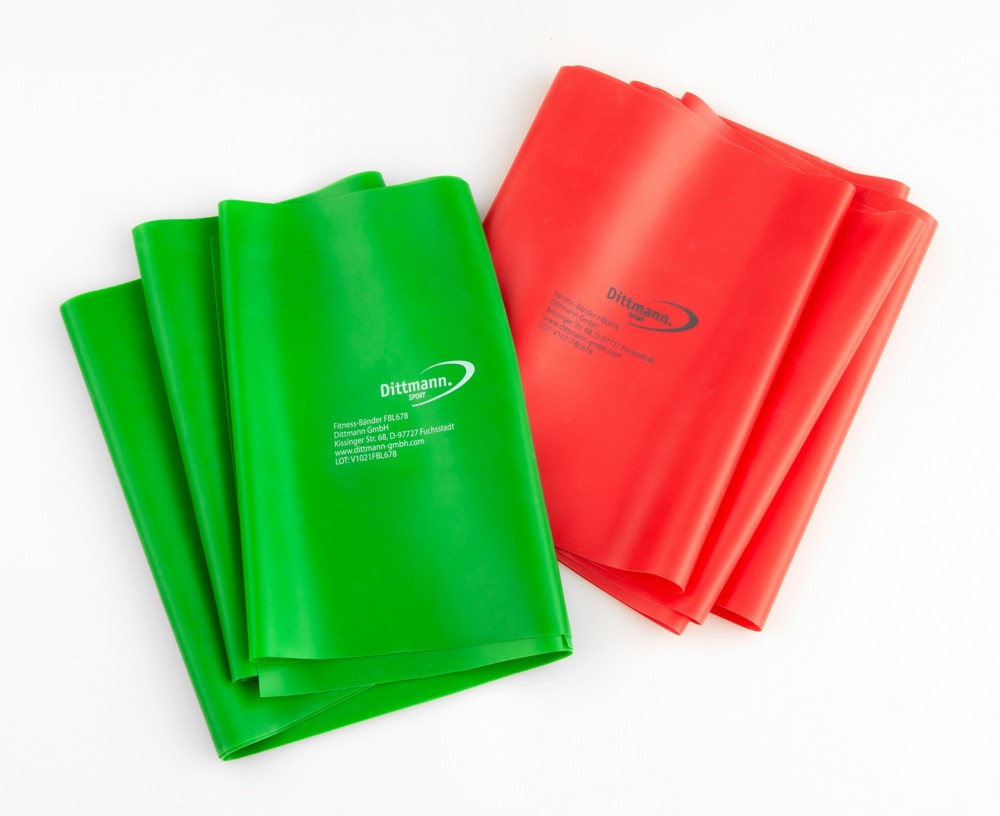 Dittmann Fitness- Bänder, Rot/Grün - 2er-Set