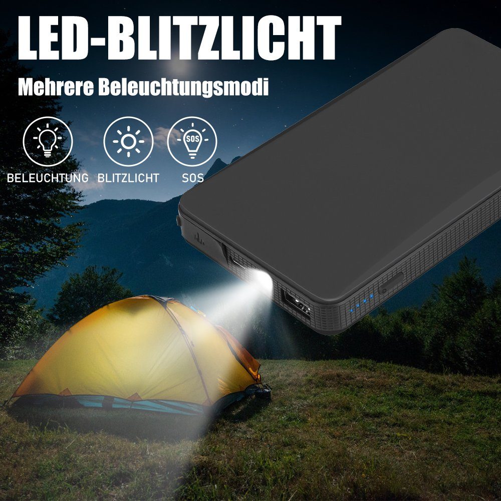 MDHAND Schwarzes tragbares 6000mAh Autobatterie-Ladegerät (2-tlg., Fast Charge)