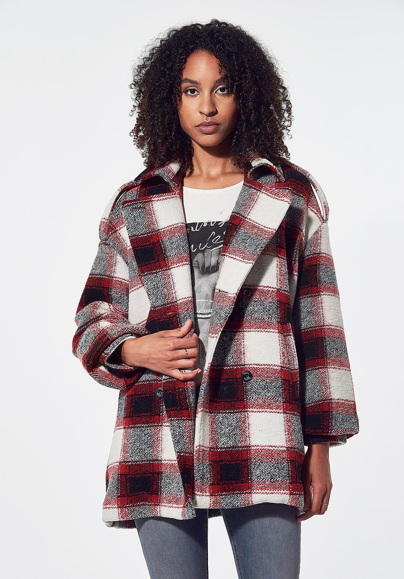 FEO    Manteau à carreaux tartan Femme