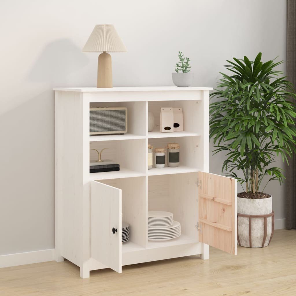 vidaXL Sideboard Sideboard Weiß 83x41,5x100 cm Massivholz Kiefer (1 St)