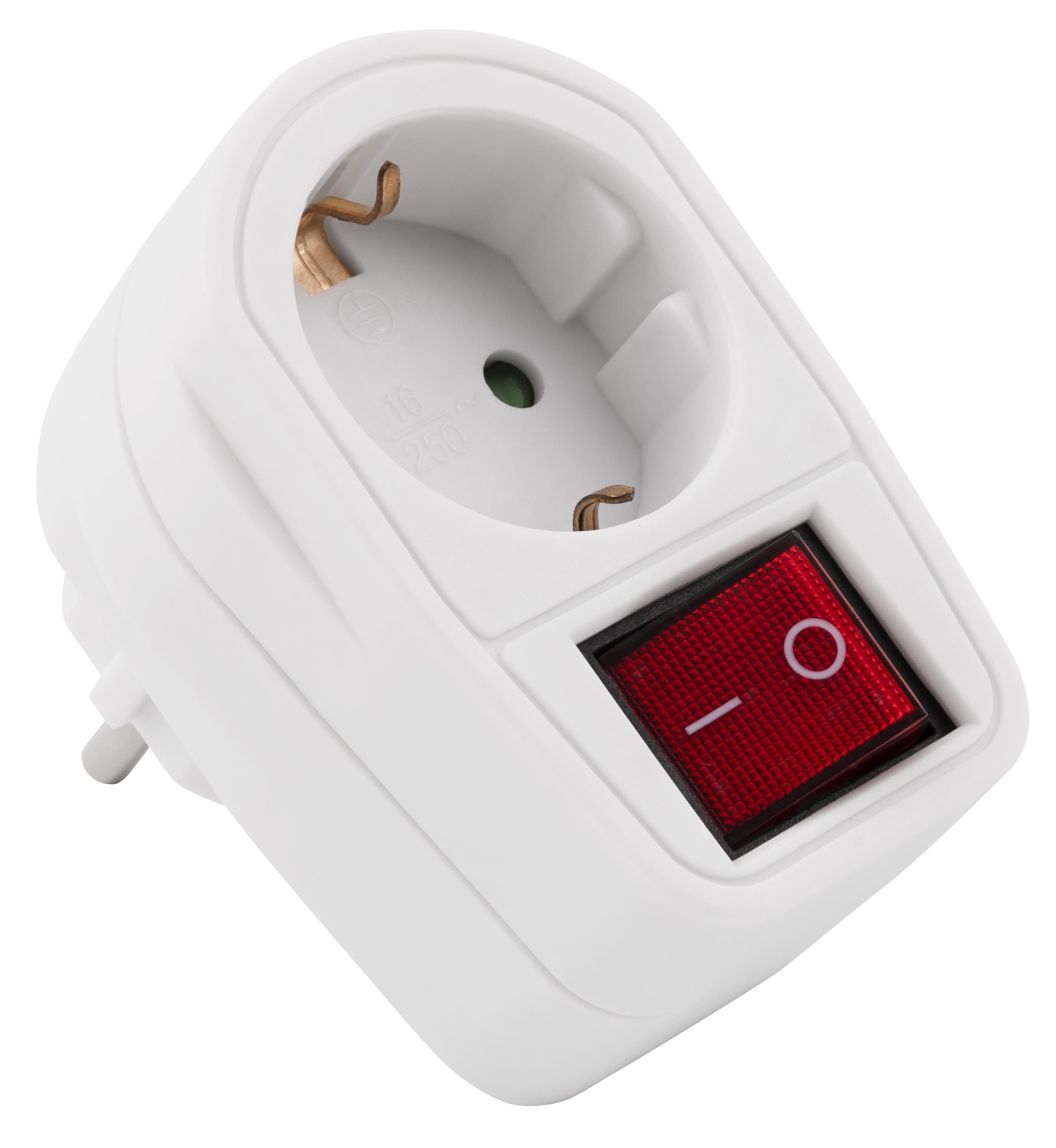 McPower Steckdosenadapter McPower mit Schalter, 230V/3500W, 2-poliger AN/AUS Mehrfachsteckdose
