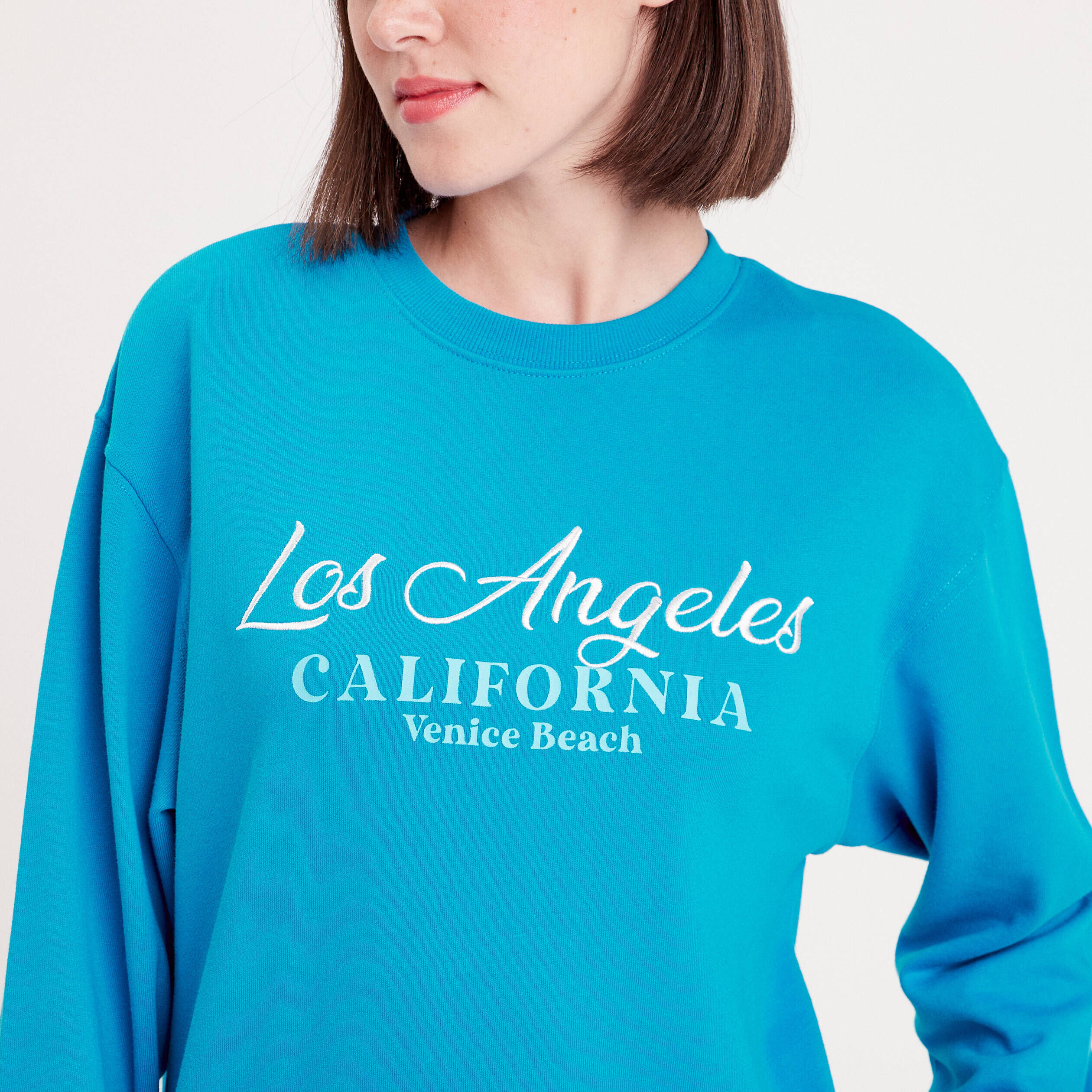 Sweat manches longues brodé bleu femme | Cache Cache