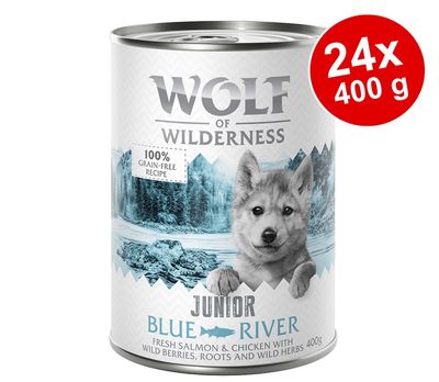 Sparpaket Wolf of Wilderness Junior 24 x 400 g - Duo-Protein