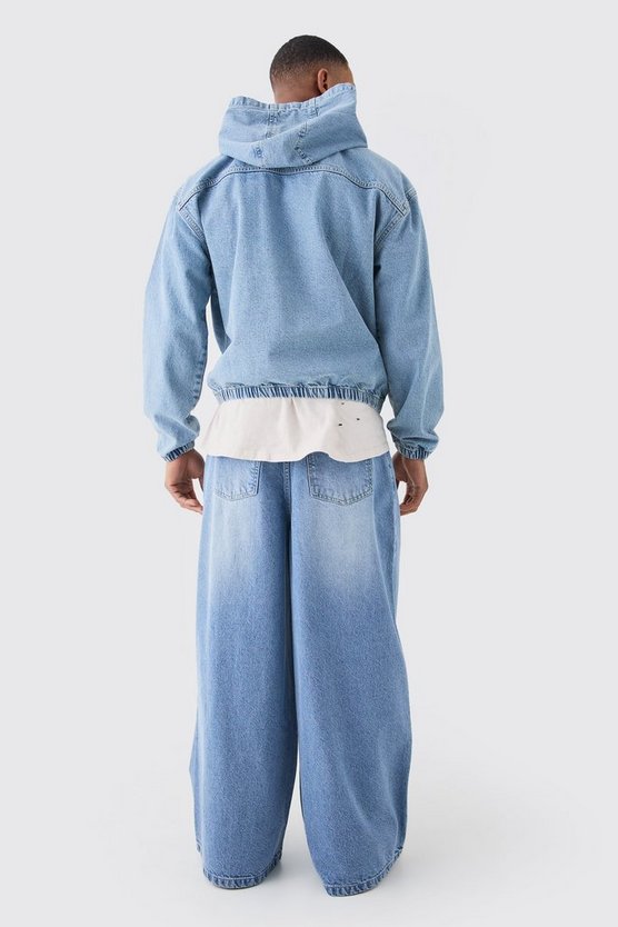 Kastiger Denim-Hoodie